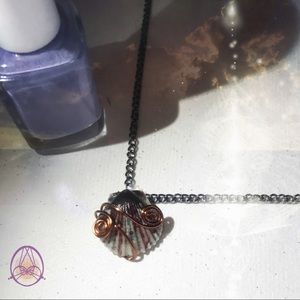 Black and Red Scallop Shell Necklace